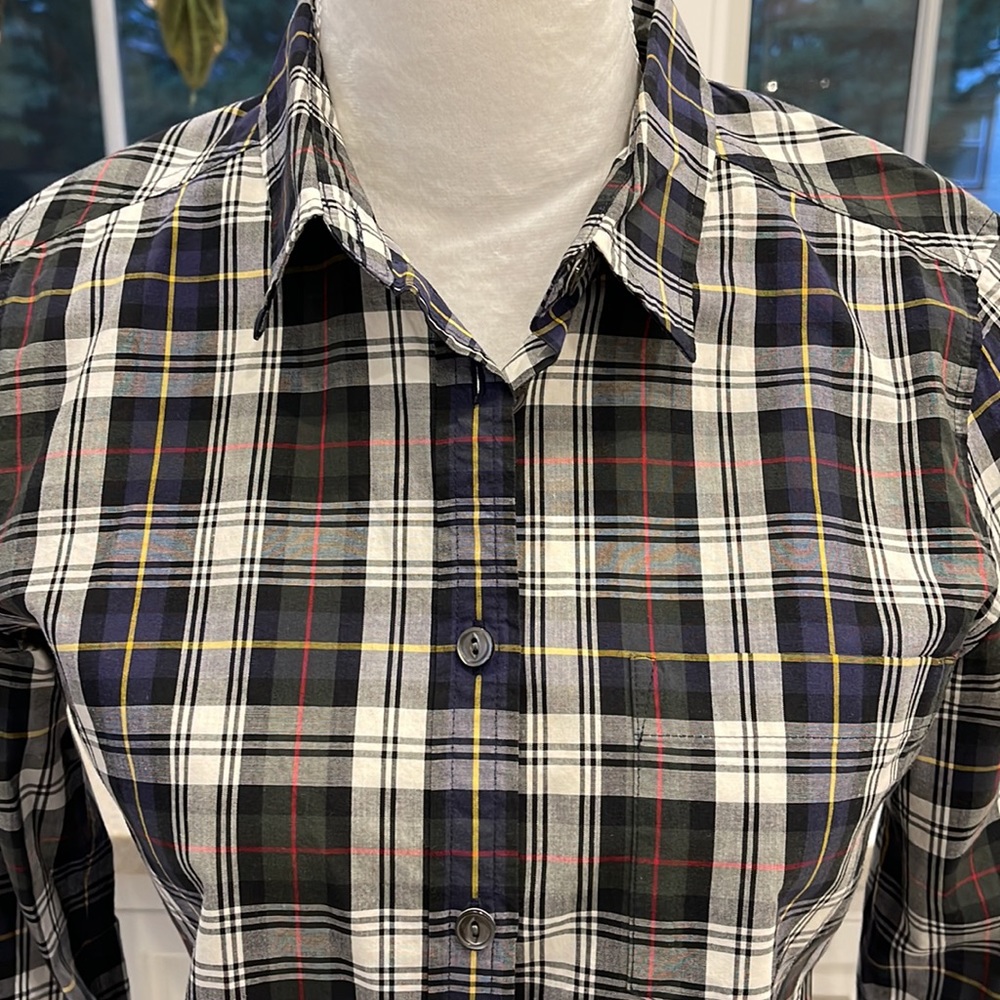 J. Crew Perfect navy tartan plaid shirt - Picture 2 of 12